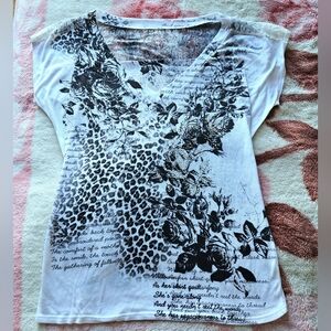 Floral & Leopard Print Women's Top With Lace Detailing | Stretchy